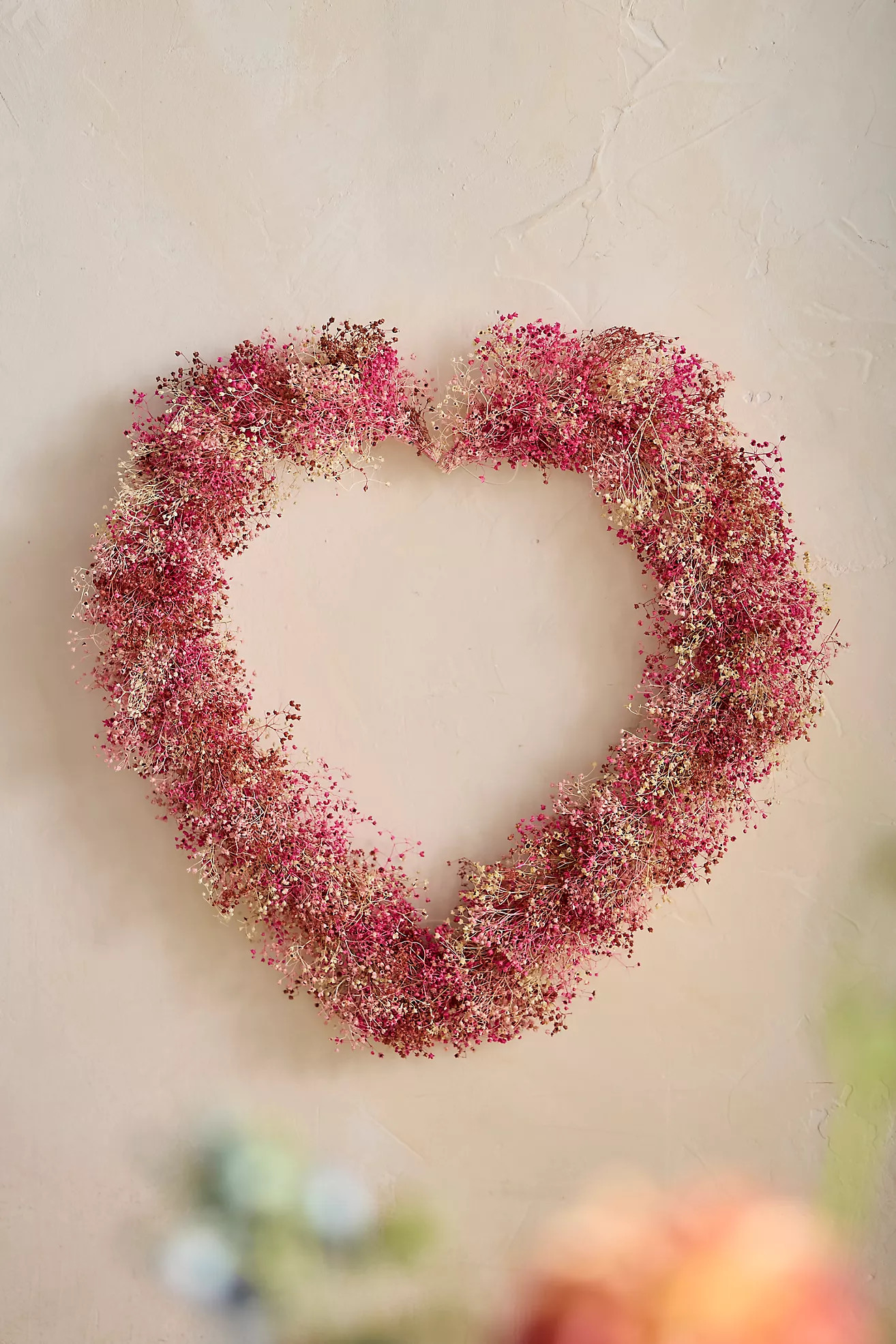 Pink Gypsophila Heart Wreath | Anthropologie (US)