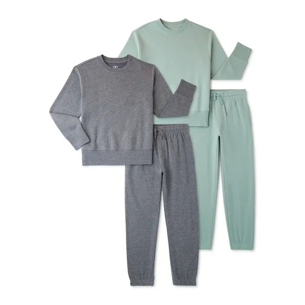 Athletic Works Boys' Fleece Sweatshirt and Jogger Pants Set, 4-Piece, Sizes 4-18 & Husky - Walmar... | Walmart (US)