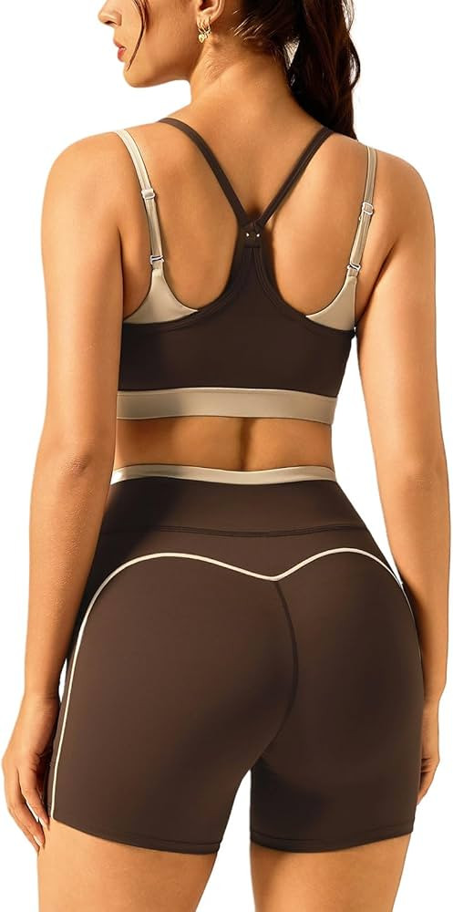 Womens Workout Sets 2 Piece Matching Gym Set High Waist Shorts With Pockets & Sports Bra Yoga Ath... | Amazon (CA)