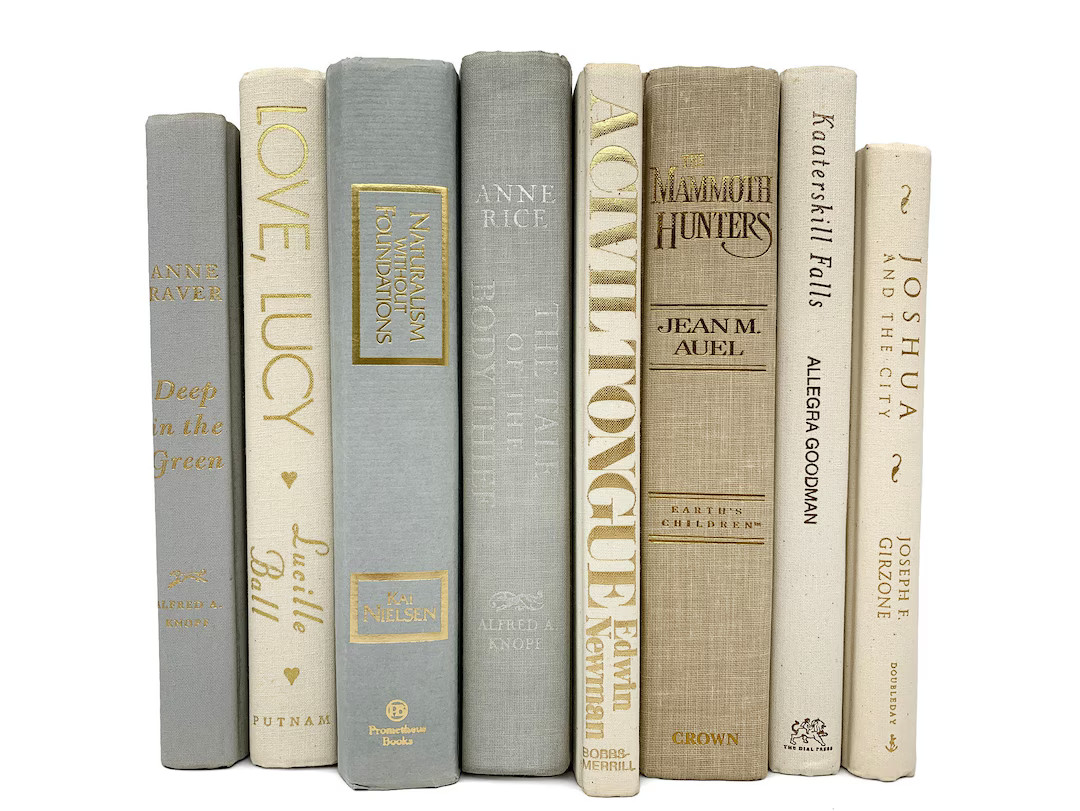 Fabric Bound Decorative Books: Vintage Neutral Home Decor | Etsy (US)