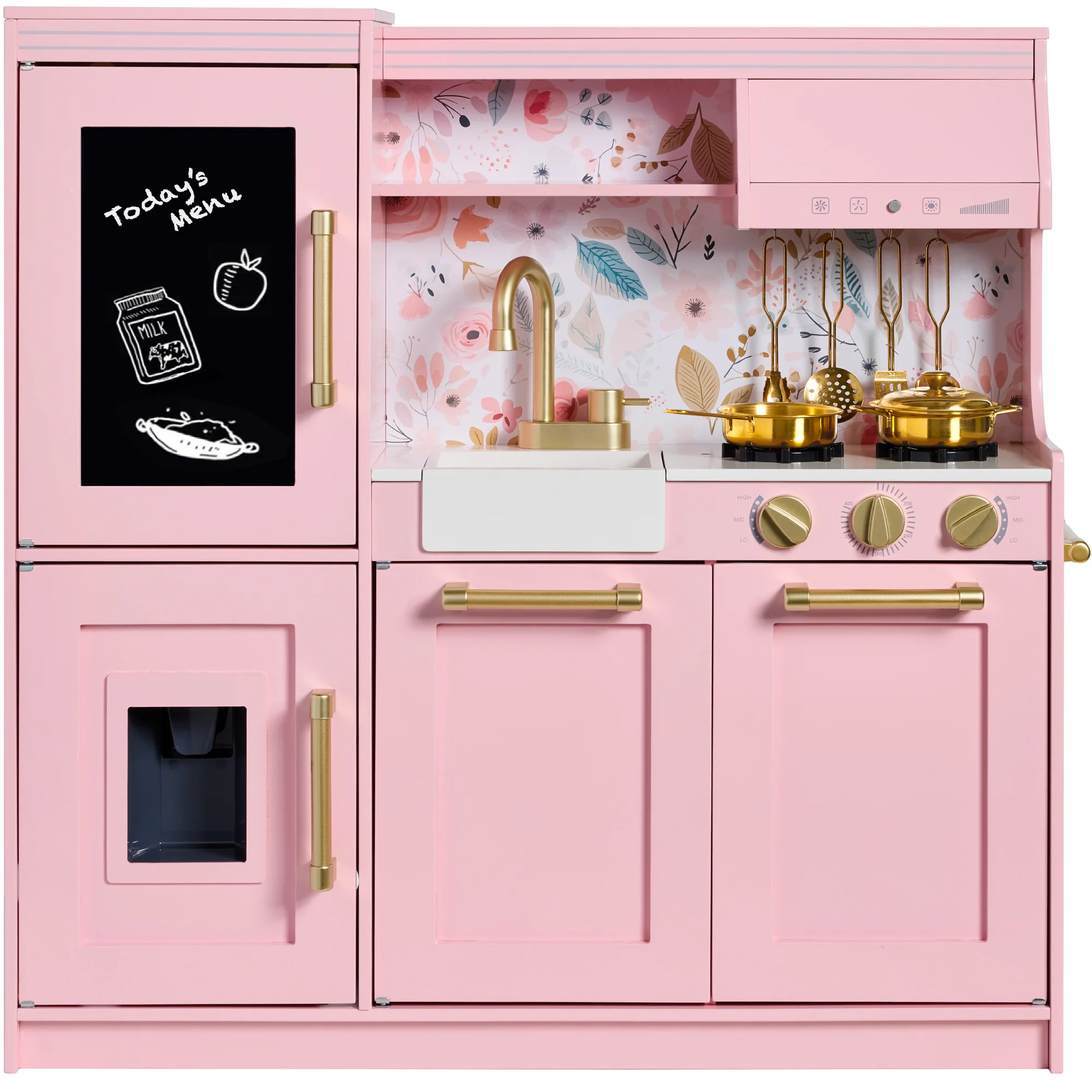 Pretend Play Kitchen with Framed Chalkboard | Best Choice Products 