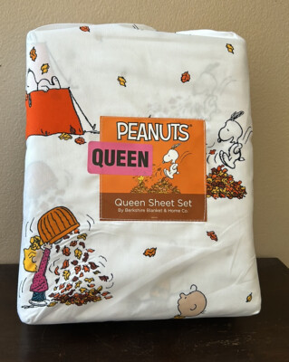 PEANUTS Thanksgiving Size QUEEN SHEET SET Snoopy Woodstock Fall Autumn Turkey  | eBay | eBay US