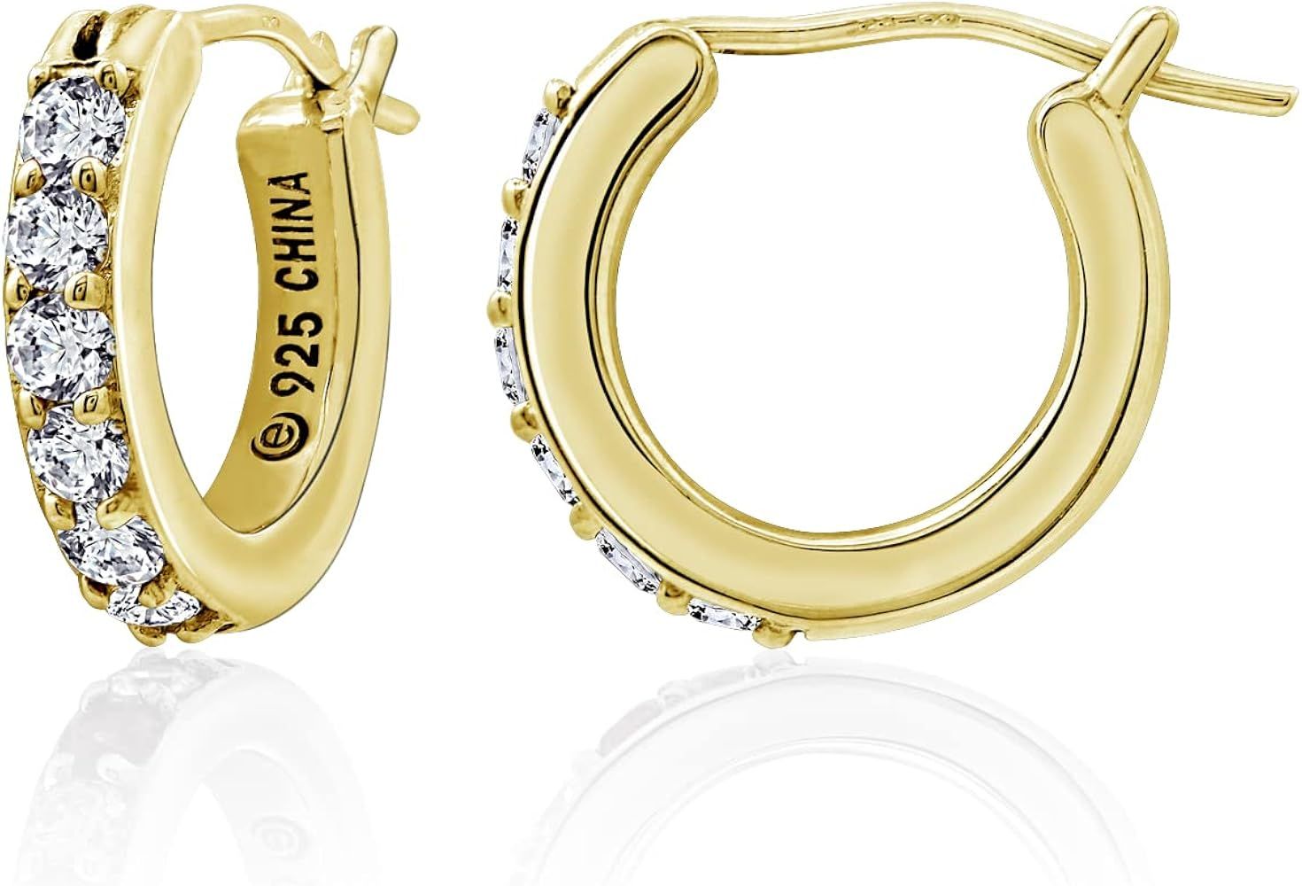 Amazon Collection Platinum or Gold-Plated Sterling Silver Infinite Elements Zirconia Hoop Earrings | Amazon (US)