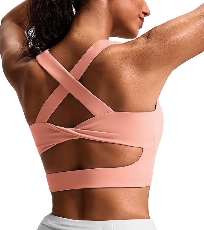 Sports Bras for Women Criss-Cross Back Padded Workout Tank Tops Medium Support Crop Tops for Wome... | Amazon (US)
