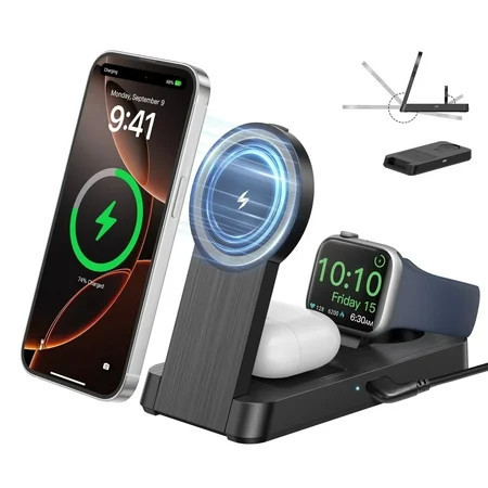 3 in 1 Magnetic Charging Station - ETEPEHI 2025 Wireless Charger Compatible for iPhone 17/16/15/14/13/12 Plus Pro Max, Foldable Portable Charger Dock for iWatch & AirPods | Walmart (US)