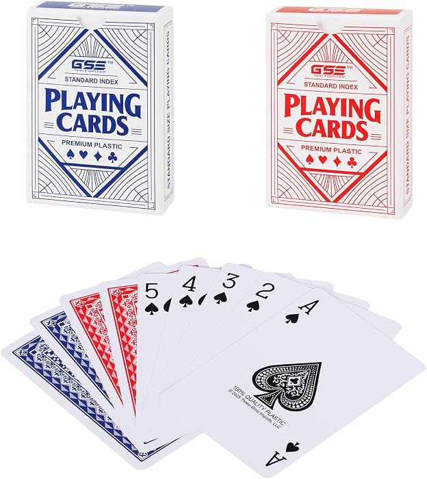 GSE Games & Sports Expert 100% Plastic Waterproof Playing Cards, Standard/Jumbo Index, Poker/Brid... | Amazon (US)