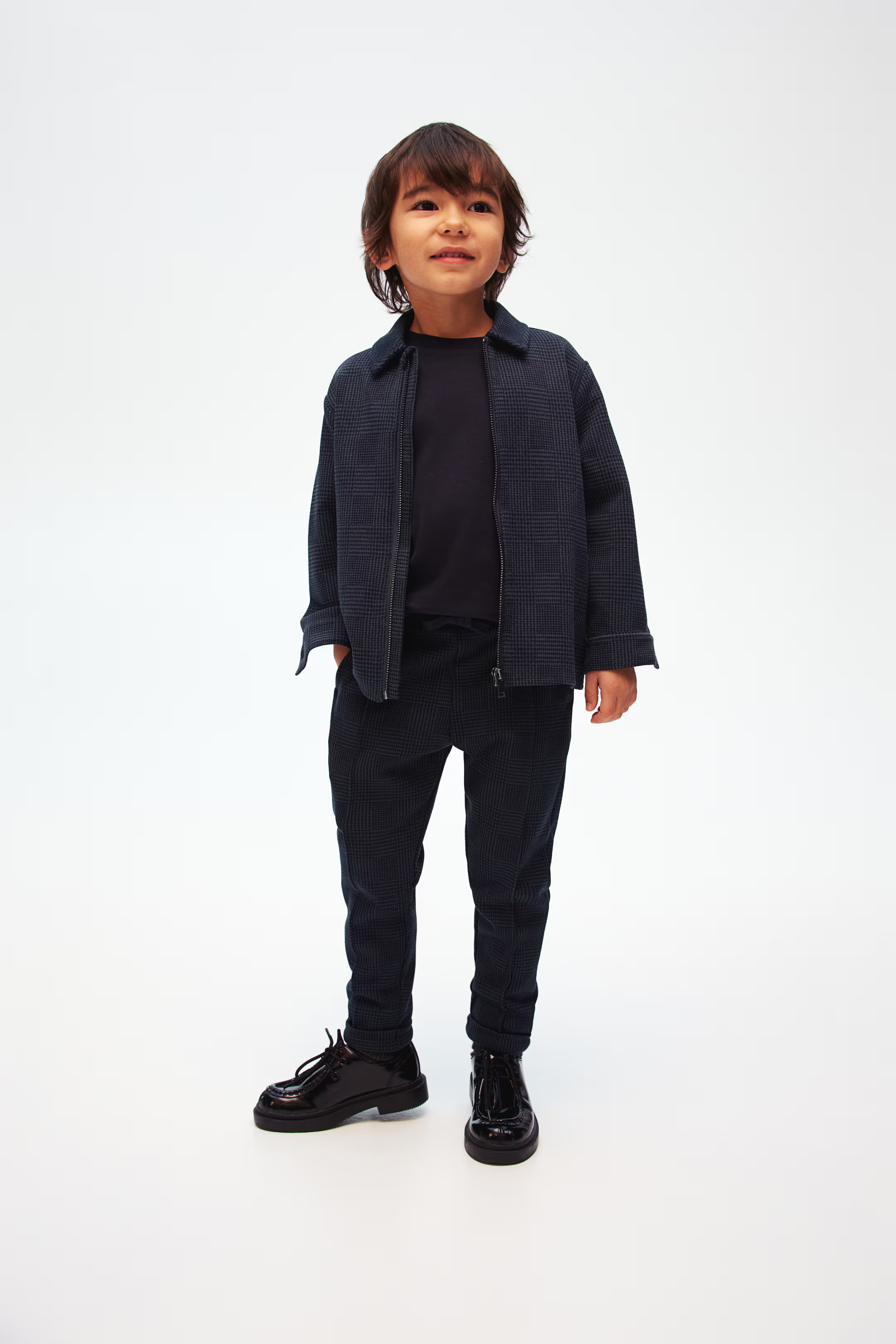 Jacquard-Jersey Overshirt - Blue/checked - Kids | H&M US | H&M (US + CA)