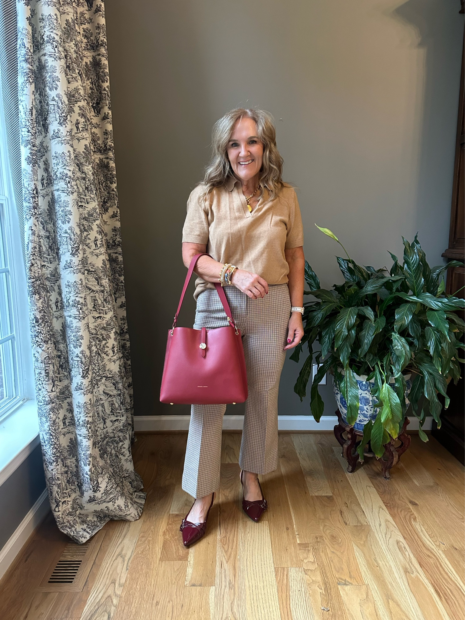 Easy early fall work outfit. 

These pants order your reg size. I wore an 8 and they’re snug. Love this polo sweater. It’s such great basic. Get it. It’s true to size. 

Love this red purse of my daughters. I’m waiting for mine to arrive! 

And these slingbacks surprisingly were comfy! And $35. Don’t miss them. 


Work outfit JCREW factory 

#LTKWorkwear #LTKMidsize #LTKFindsUnder100