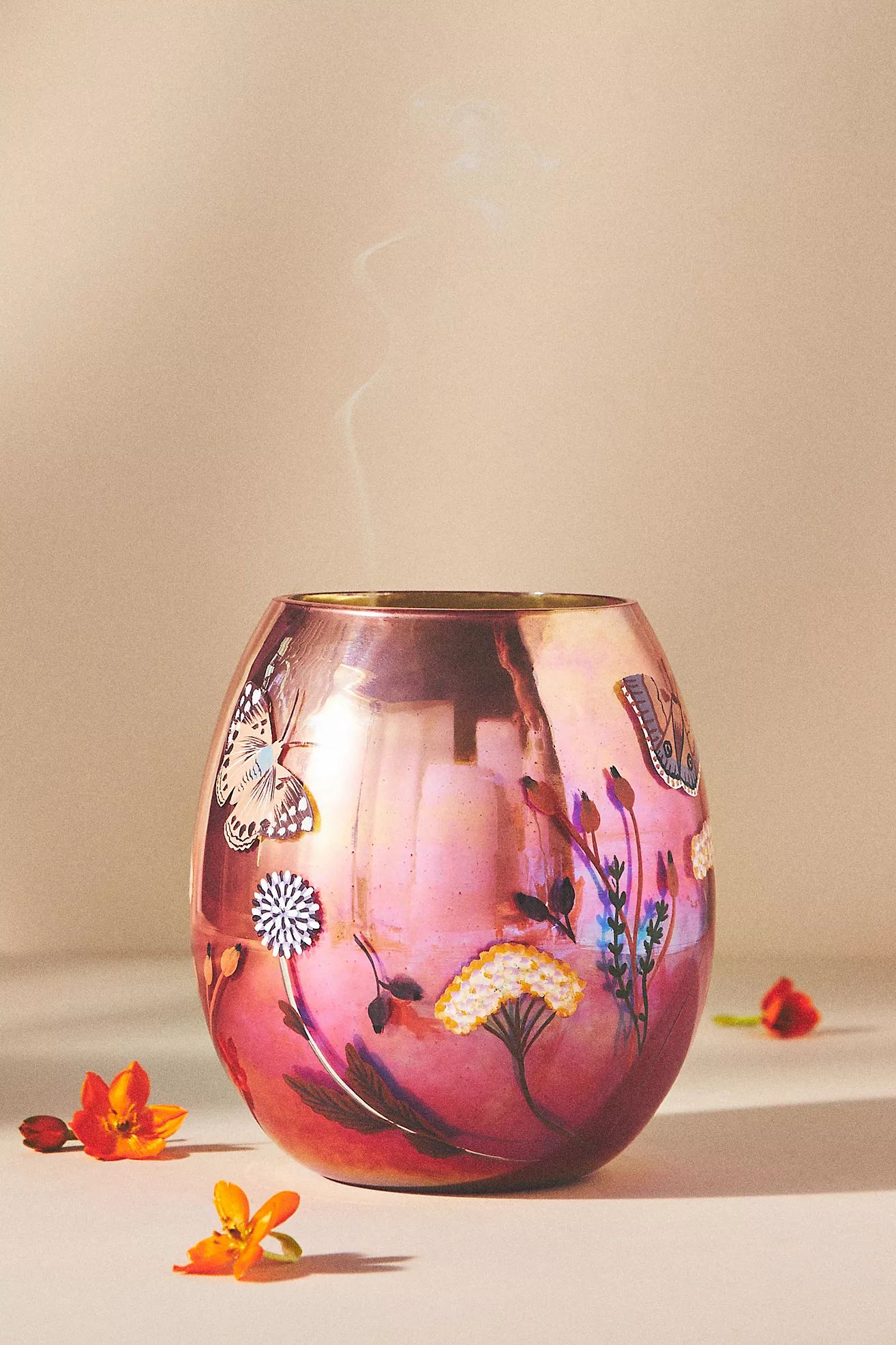 Winslow Blooming Dahlia & Currant Hand-Painted Glass Candle | Anthropologie (US)