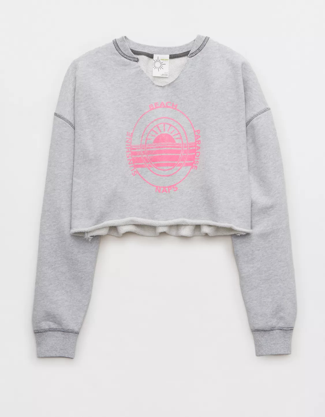 OFFLINE By Aerie Throw-Back Cropped Crewneck Sweatshirt | American Eagle Outfitters (US & CA)