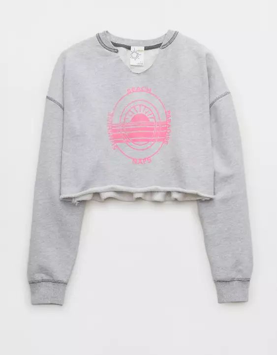 OFFLINE By Aerie Throw-Back Cropped Crewneck Sweatshirt | American Eagle Outfitters (US & CA)
