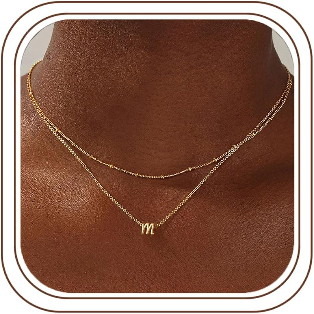 Yoosteel Layered Initial Necklaces for Women Trendy - 14K Gold-Plated Layering Letter A-Z Initial... | Amazon (US)