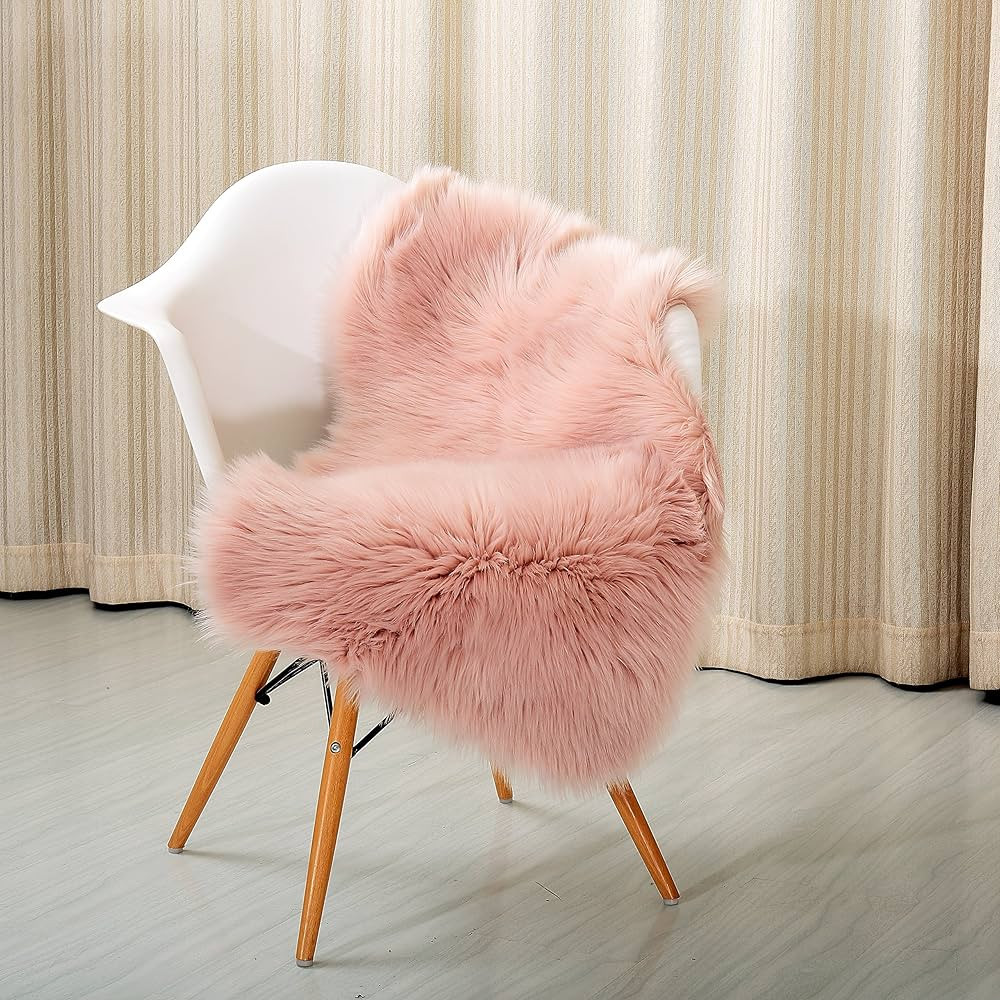 Reafort High Pile Super Soft Faux Sheepskin Rug, Chair Cover, Sofa Cover 20inx36in (20"x 36", Pin... | Amazon (US)