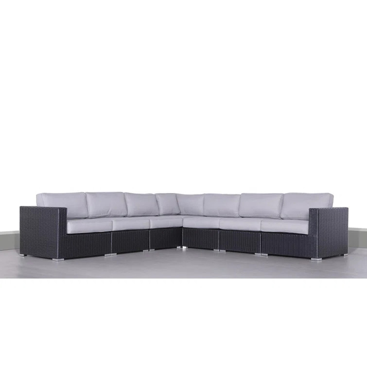 Gravette 122'' Wide Outdoor Wicker Reversible Patio Sectional | Wayfair North America
