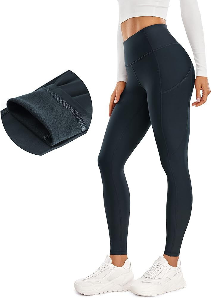 CRZ YOGA Thermal Fleece Lined Leggings Women 28'' - Winter Warm High Waisted Hiking Pants with Po... | Amazon (US)