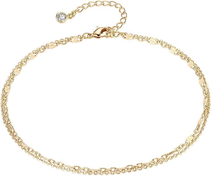 Mevecco Gold Star Charm Anklet,14K Gold Plated Boho Beach Dainty Cute Tiny Lucky Star Foot Chain ... | Amazon (US)