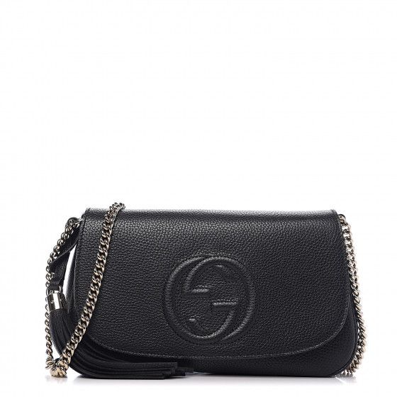 GUCCI Pebbled Calfskin Medium Soho Shoulder Bag Black | Fashionphile