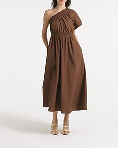 Smocked one-shoulder dress in cotton poplin | J. Crew US