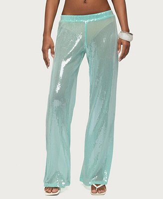 Edikted Women's Avalee Sequin Wide Leg Pants - Macy's | Macy's