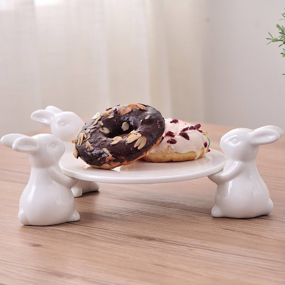 Bunny Rabbit Ceramic plate,Dishes for Dessert Food Server Tray,cute Cake Stand, Tableware Crafts ... | Amazon (US)