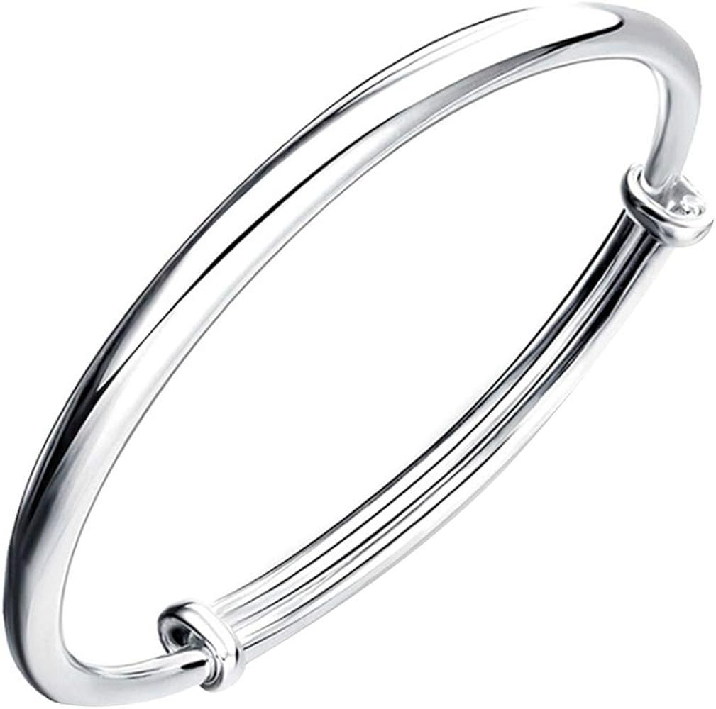 SOSUO Fashion Women Jewelry Solid 925 Sterling Bangle Bracelet Gift, Silver, (9inch) | Amazon (US)