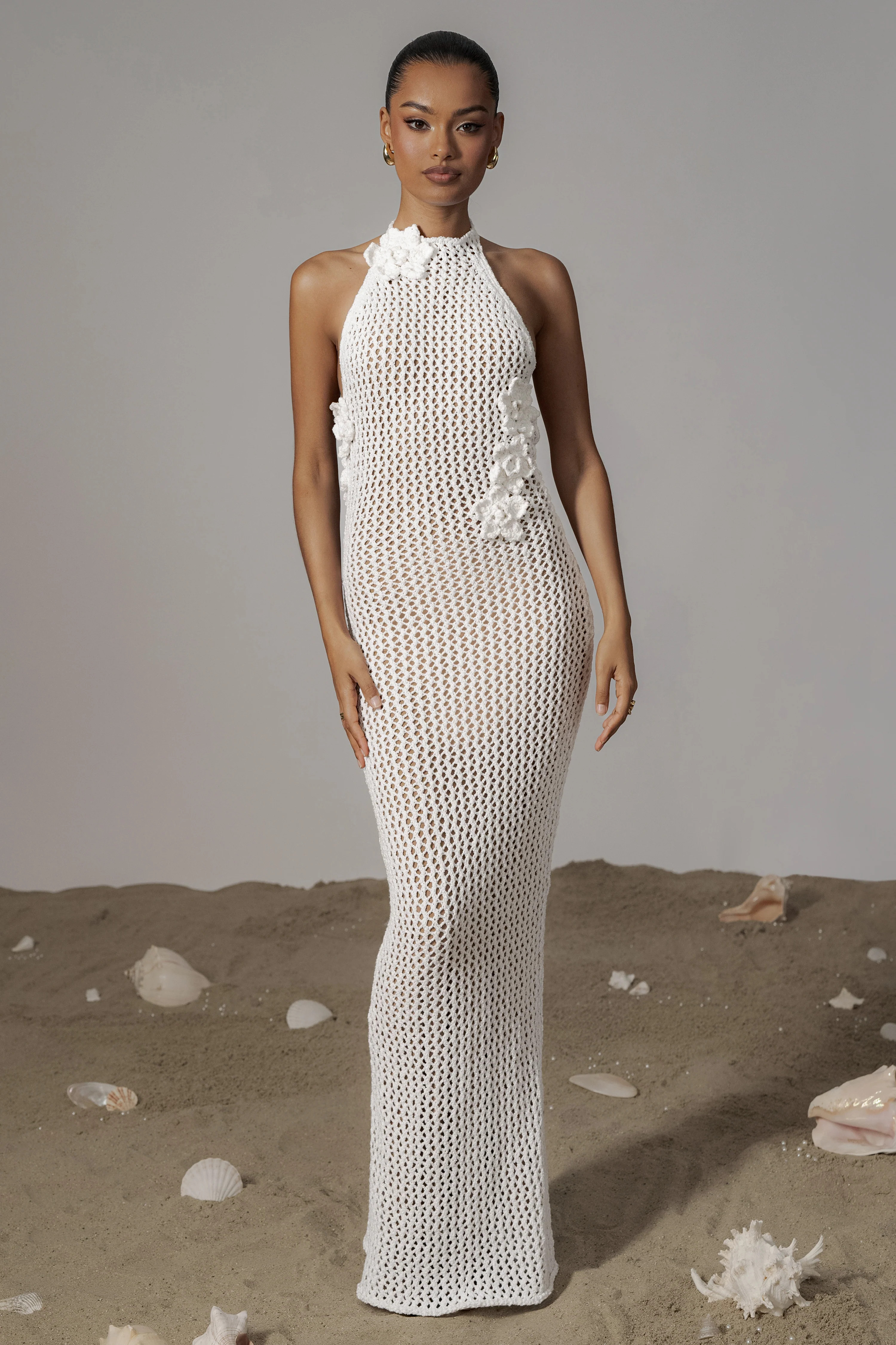 Ivory Paradise Crochet Maxi Dress | JLUXLABEL