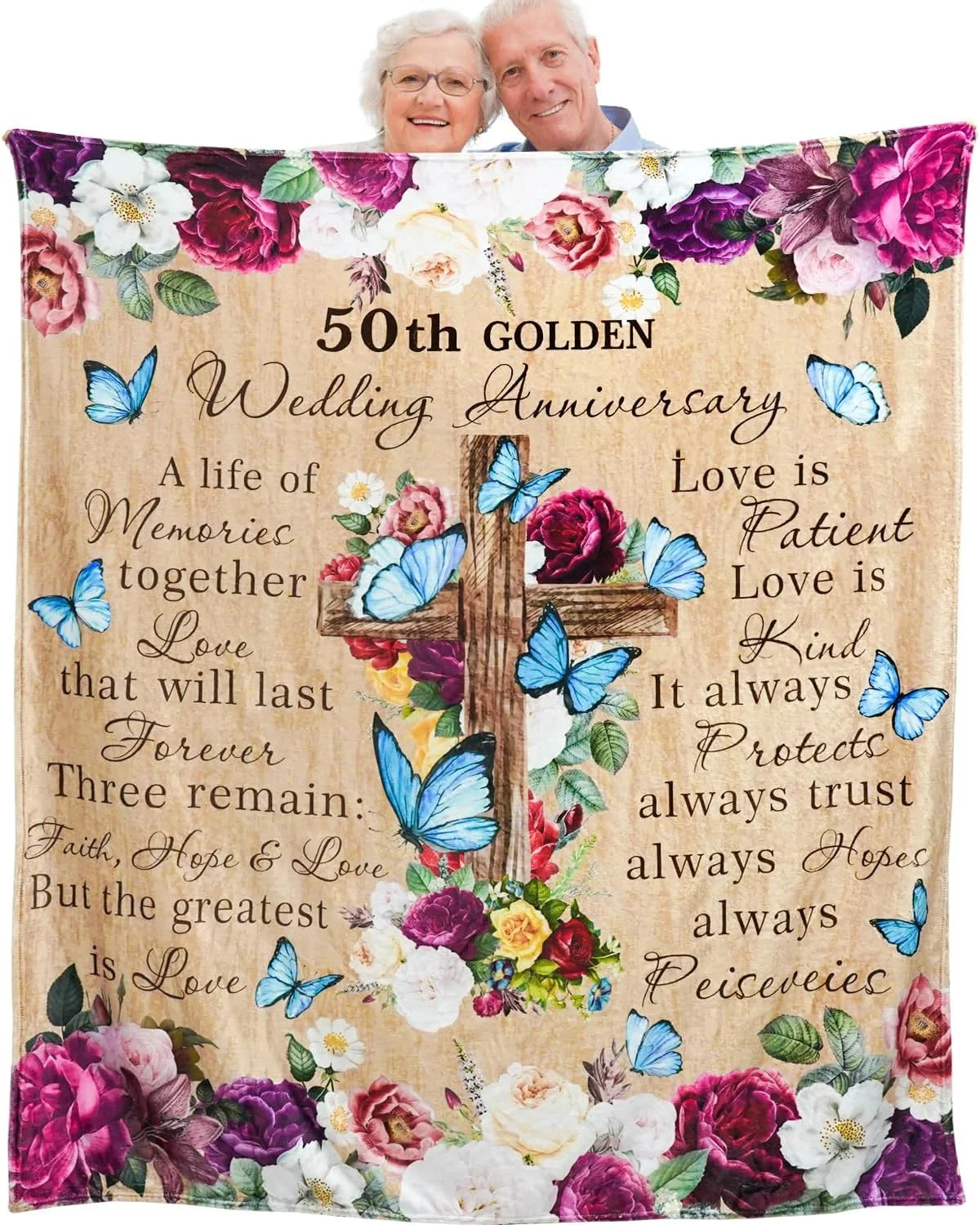 50th Anniversary Throw Blanket Gifts 50th Golden Wedding for Couple Parents Grandparents Friends ... | Walmart (US)