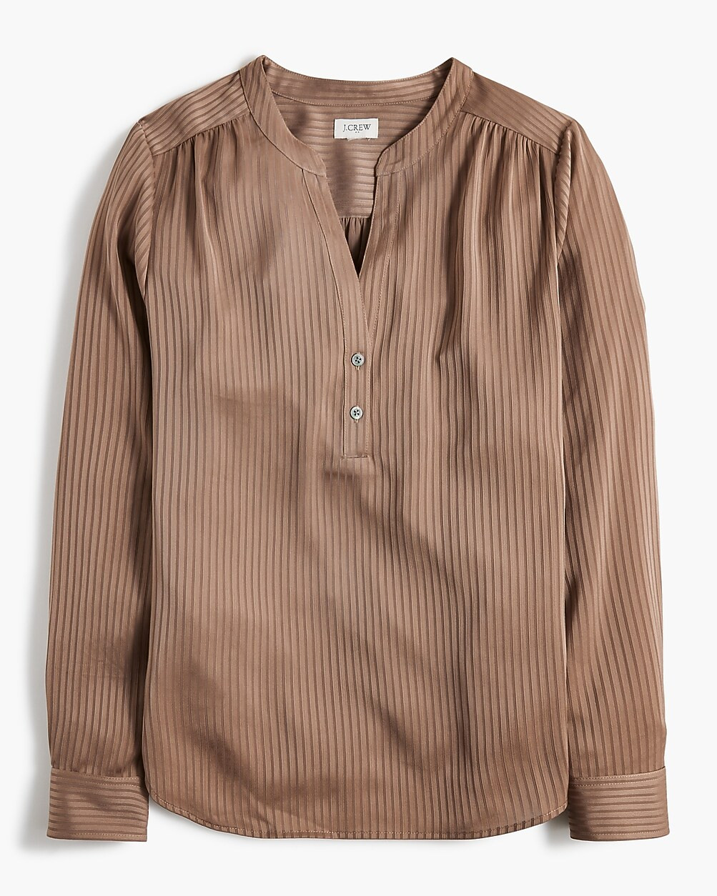 Shadow-striped long-sleeve popover placket blouse | J.Crew Factory