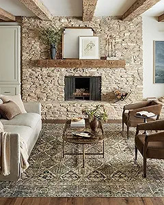 Loloi Magnolia Home by Joanna Gaines Banks Collection BAN-05 Spice/Blue 8'-6" x 11'-6", .13" Pile... | Amazon (US)