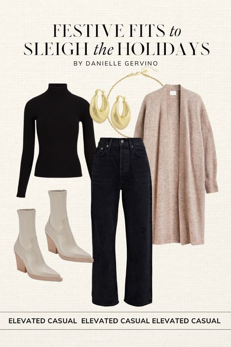 Holiday outfit ✨ Elevated casual // start with a black base & accessorize with neutrals. 

Jewelry code: DANIELLE20 

Holiday look, holiday fashion, casual holiday outfit, holiday jeans outfit, long cardigan


#LTKstyletip #LTKSeasonal #LTKHoliday