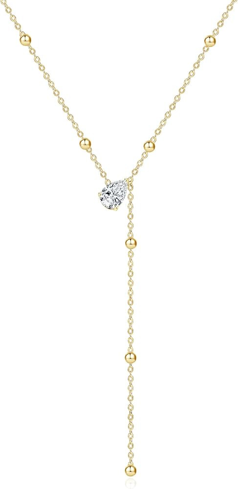 2CT Pear Moissanite Y Pendant Necklace for Women | Amazon (US)