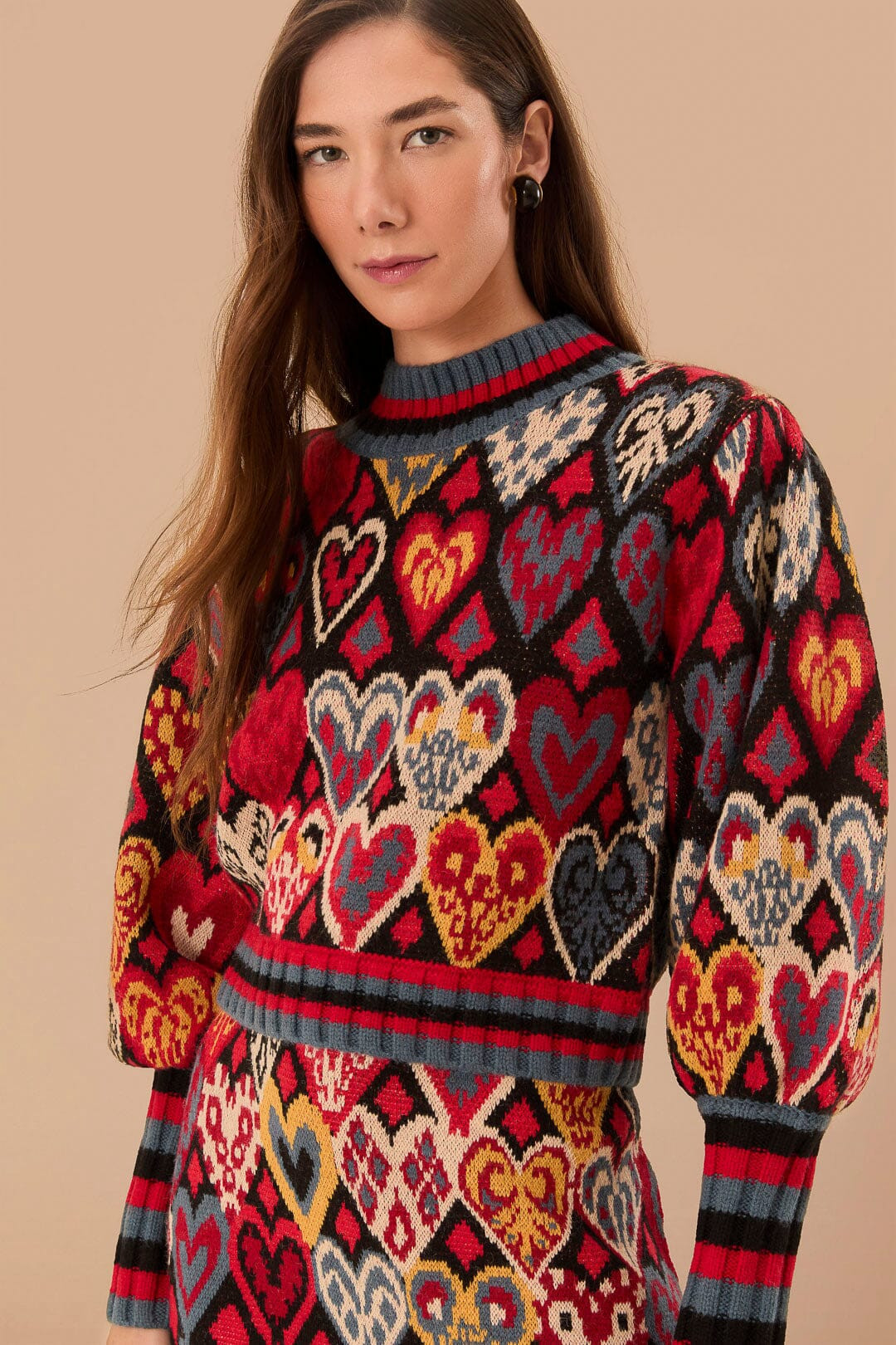 Black Hearts Ikat Knit Sweater | FarmRio (US)