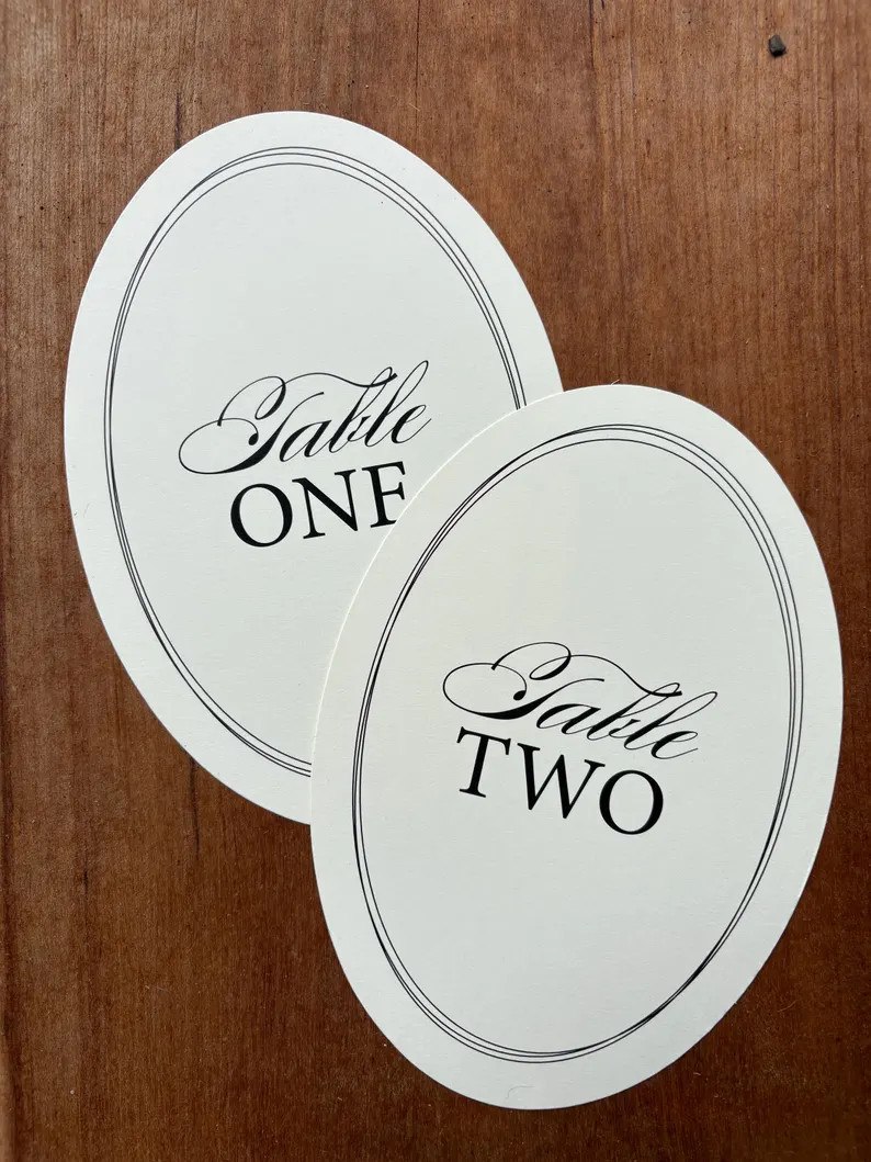 Oval Table Numbers - Event Wedding Table Number Assignment - Formal Calligraphy - Elegant Simple ... | Etsy (US)