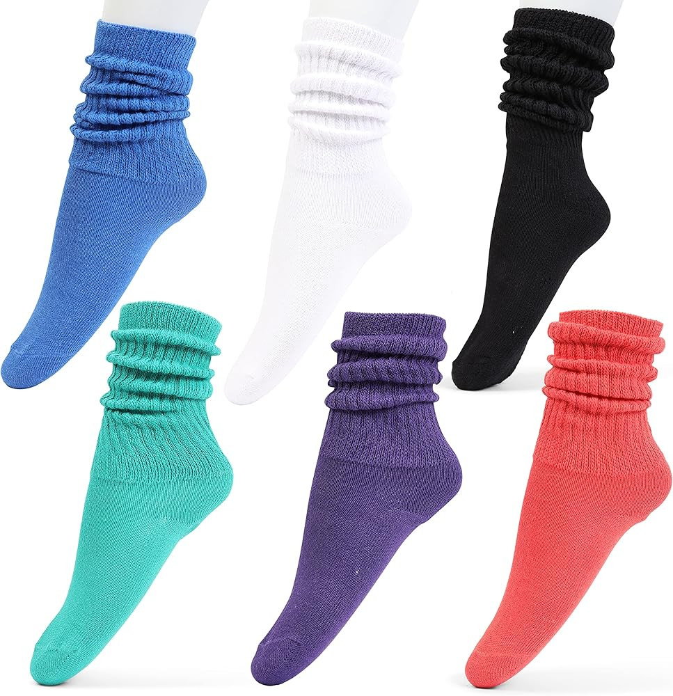 HOT FEET Girls Slouch Socks - 6 PK Tall Stacked Slouchy Socks, Warm Cotton Blend Long Calf Socks ... | Amazon (US)