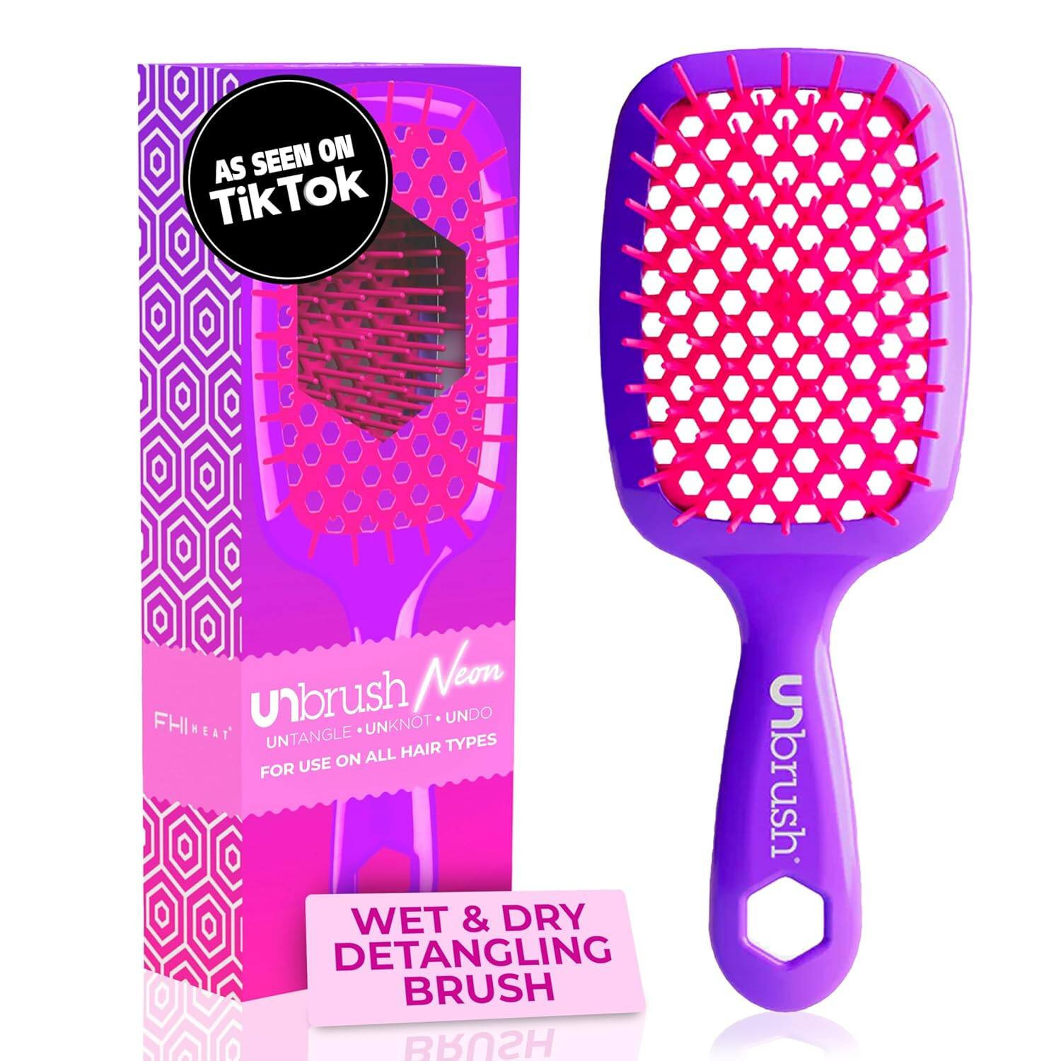 FHI Heat - UNbrush Wet/Dry Detangling Hair Brush with DuoFlex™ Anti-Static Bristles - Electric Berry Purple | Best Buy U.S.