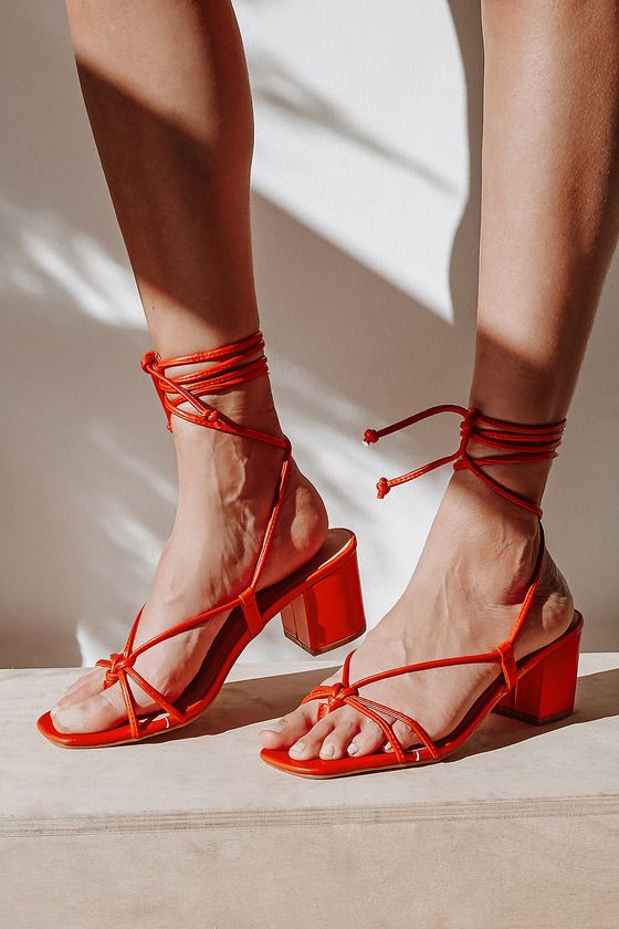 Zayne Red Lace-Up High Heel Sandals | Lulus (US)