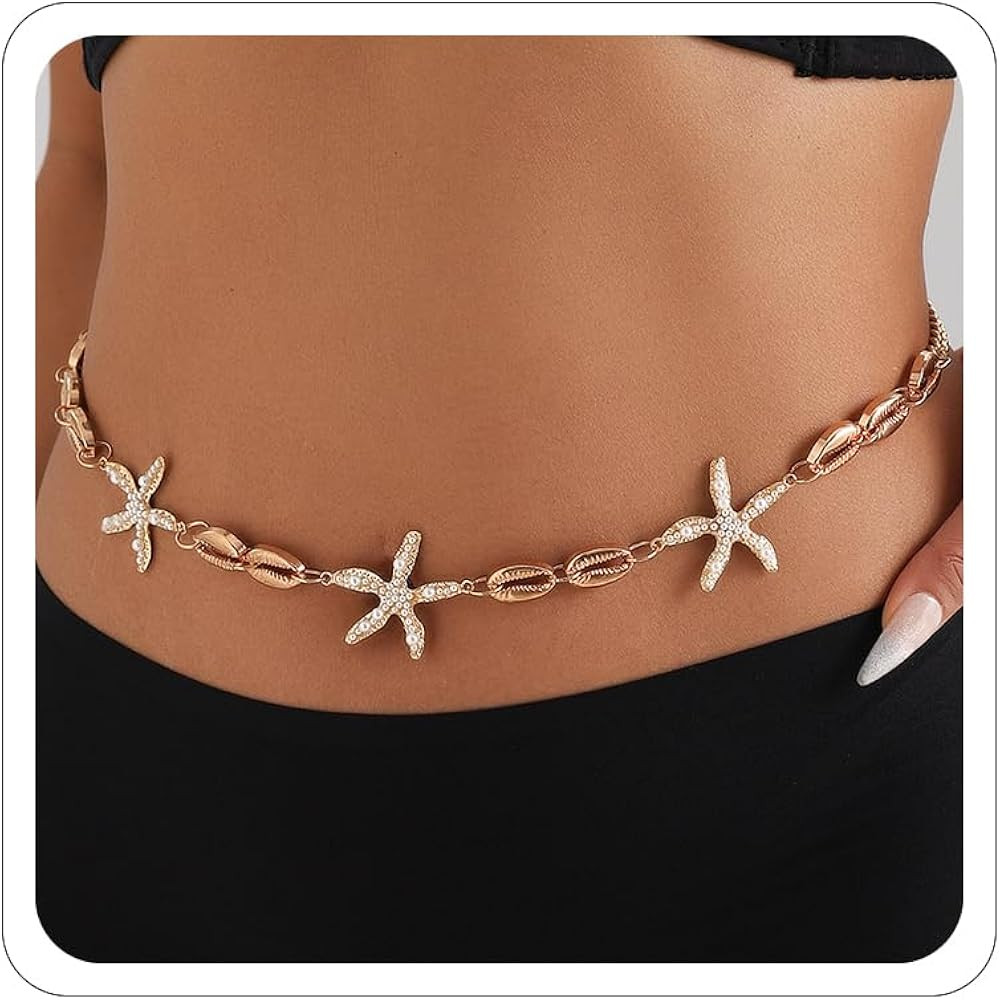 Shell Waist Chain for Women Mermaid Waist Chain Summer Beach Accessories Gold Sea Shell Pirate Pl... | Amazon (US)