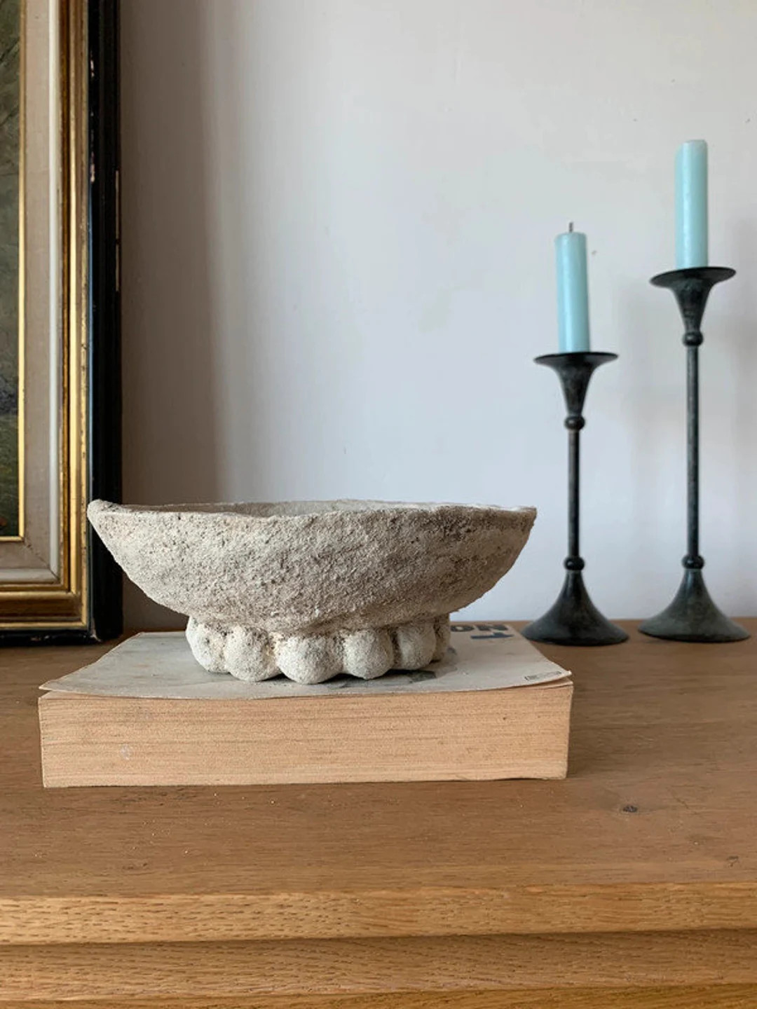 Decorative Paper Mache Bowl Wabi Sabi Rustic Organic Scallop 20cm - Etsy | Etsy (US)