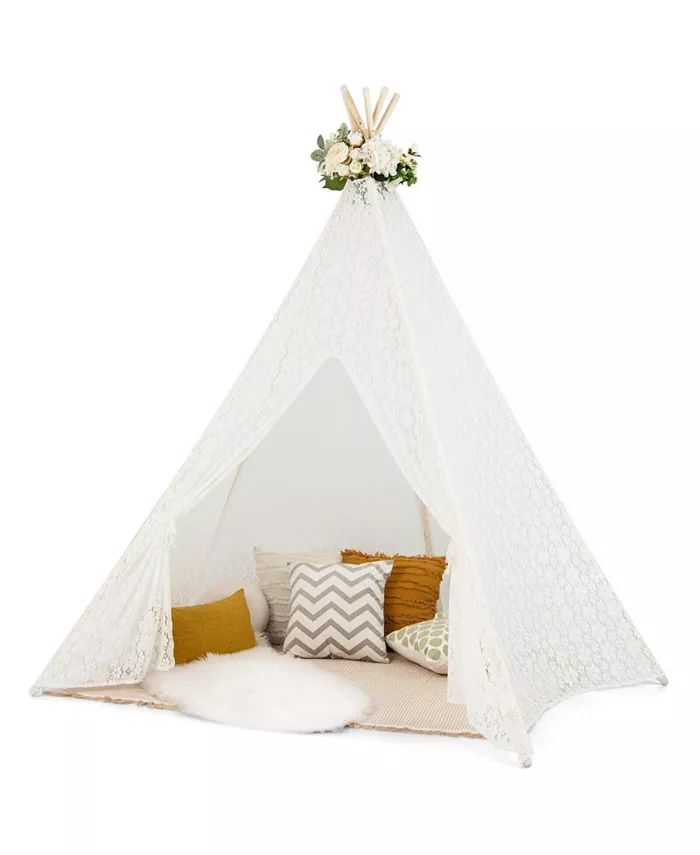 SUGIFT Lace Teepee Tent with Colorful Light Strings for Children - Macy's | Macy's