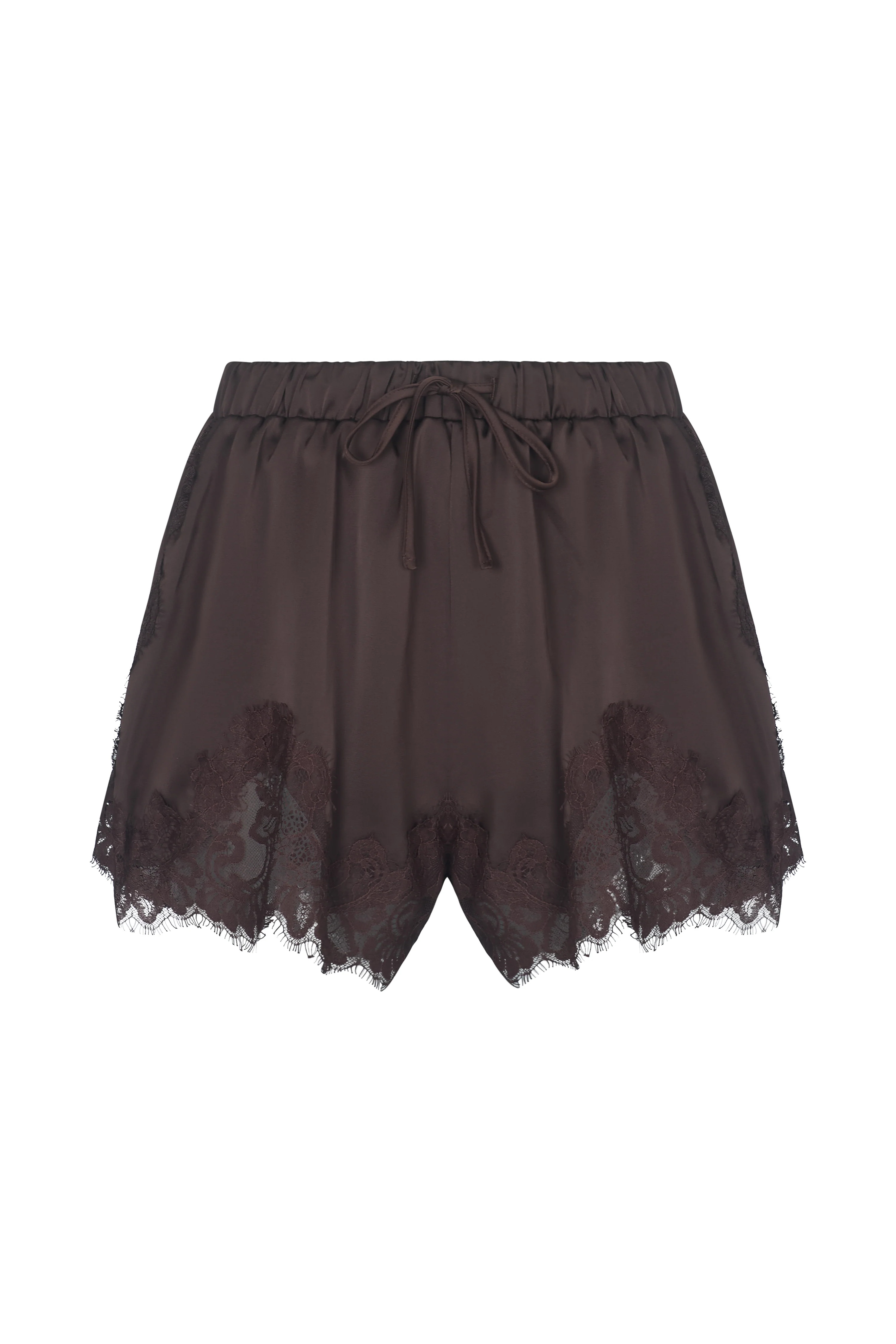 LEOLA Brown Lace Shorts | Noughts and Kisses