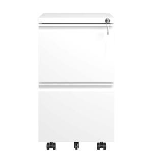 14.69 in W x 25.79 in D x 17.32 in H Metal Mobile File Cabinet Fully Assembled Except Wheels with 2-Drawer in White | The Home Depot