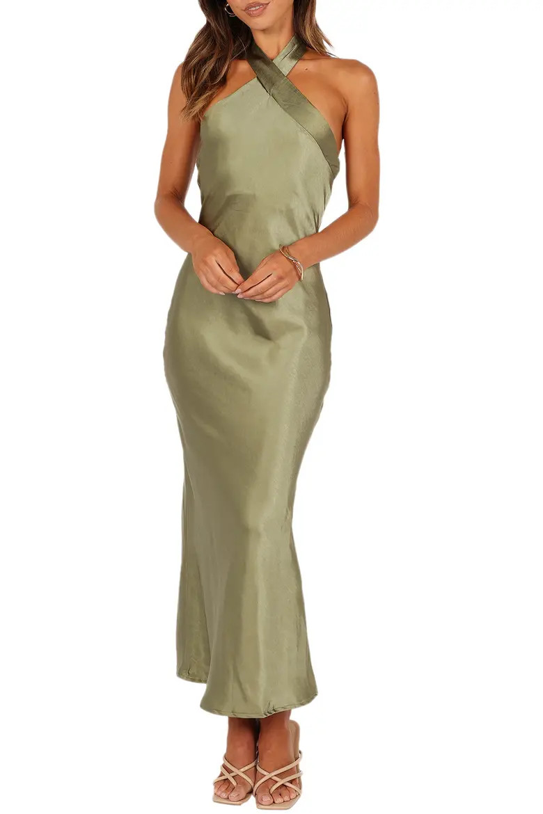 Grasie Stretch Satin Halter Dress (Women) | Nordstrom | Nordstrom