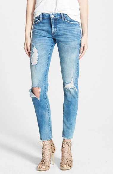 'Good Vibes' Distressed Skinny Jeans (Medium Wash Blue) | Nordstrom