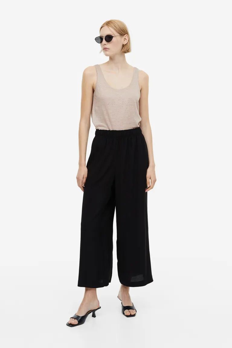 Crop Pull-on Pants - Black/zebra print - Ladies | H&M US | H&M (US + CA)