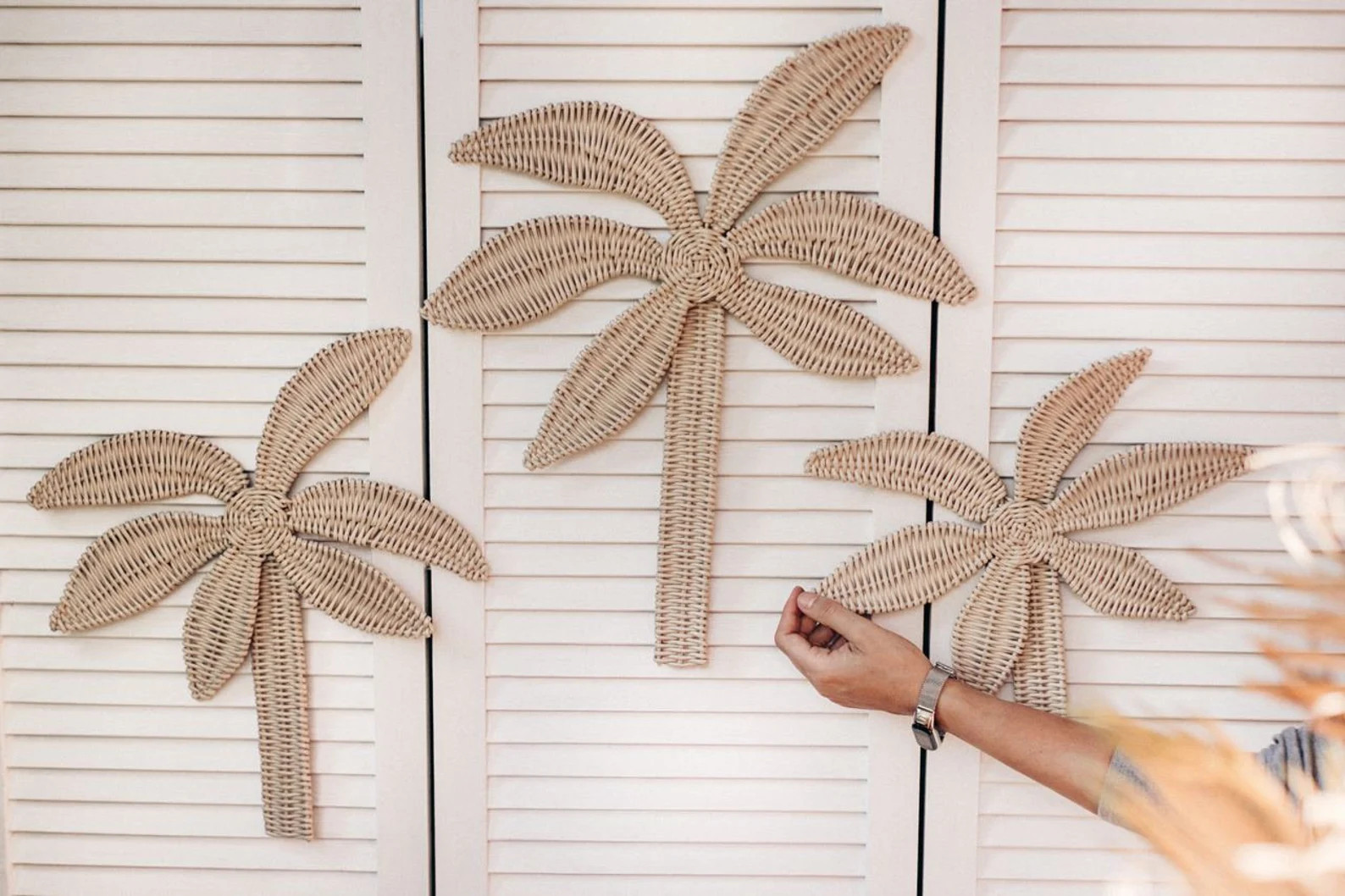 Children's Wall Decor a Palm Tree, Palm Leaf Set of 3, Large Tropical Set of Three Palms, Wicker ... | Etsy (US)