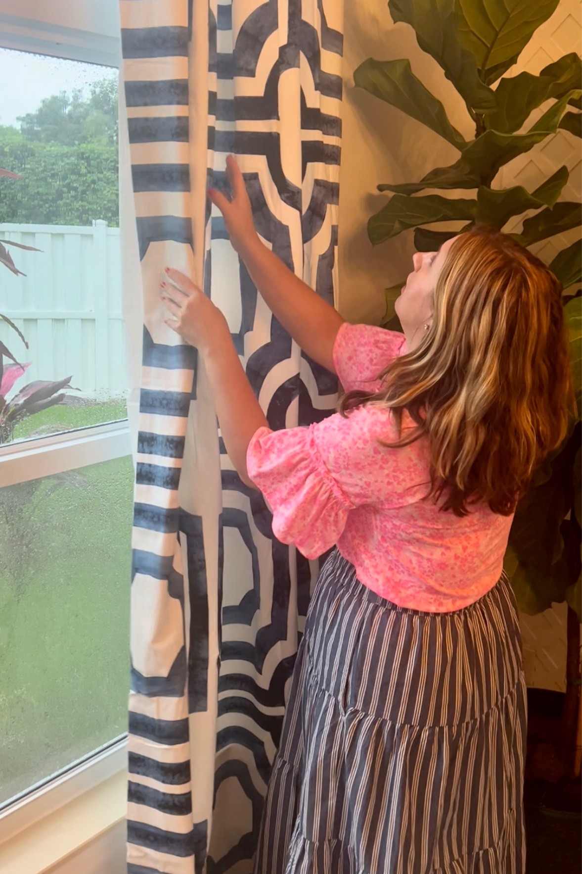 Geometric curtains blue and white curtains 

#LTKhome