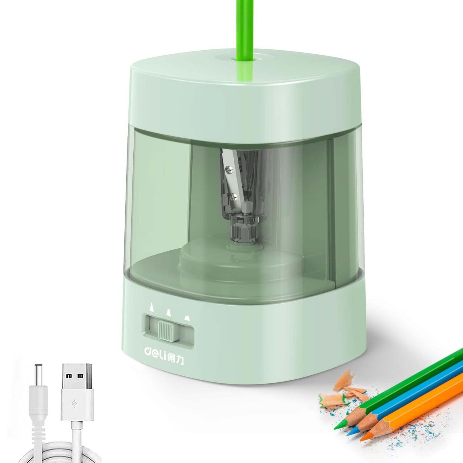 Deli Electric Pencil Sharpener, Automatic Pencil Sharpeners for No.2 Pencils Colored Pencils, USB & Battery Operated Pencil Sharpener for Kids, School, Home, Office, Classroom, Green | Amazon (US)