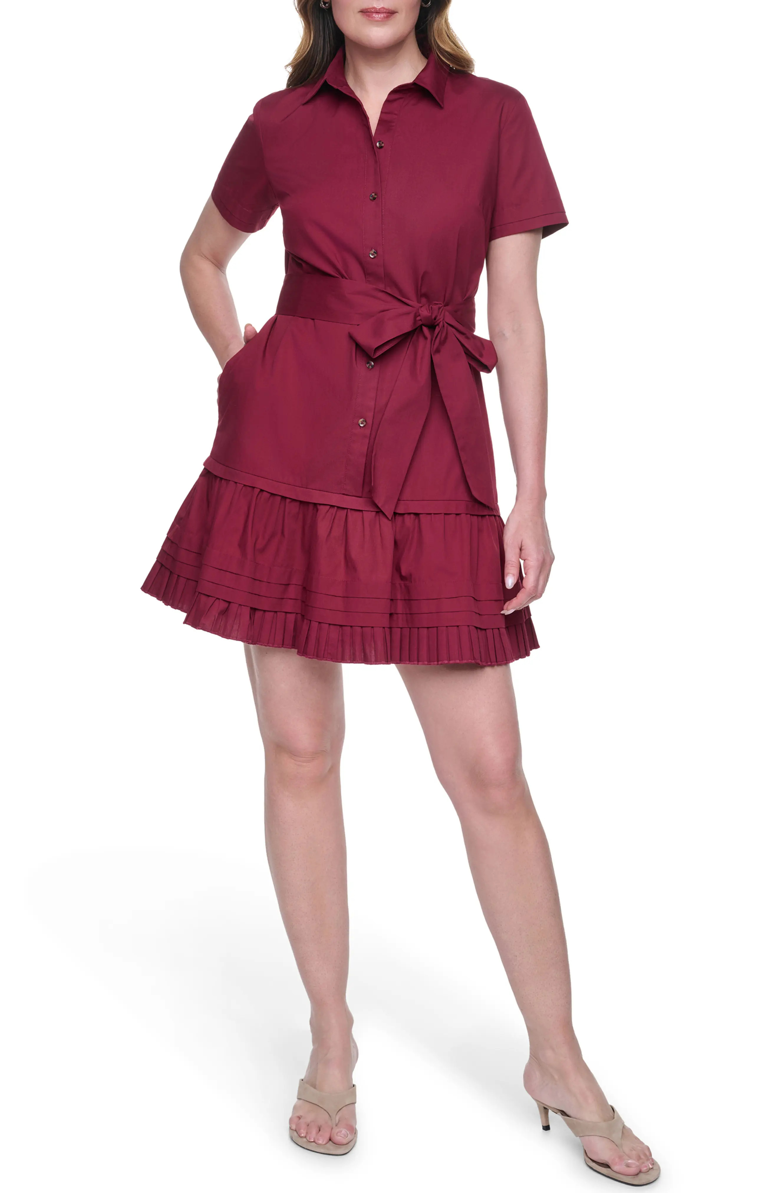 Eliza J Short Sleeve Cotton Shirtdress (Women) | Nordstrom | Nordstrom