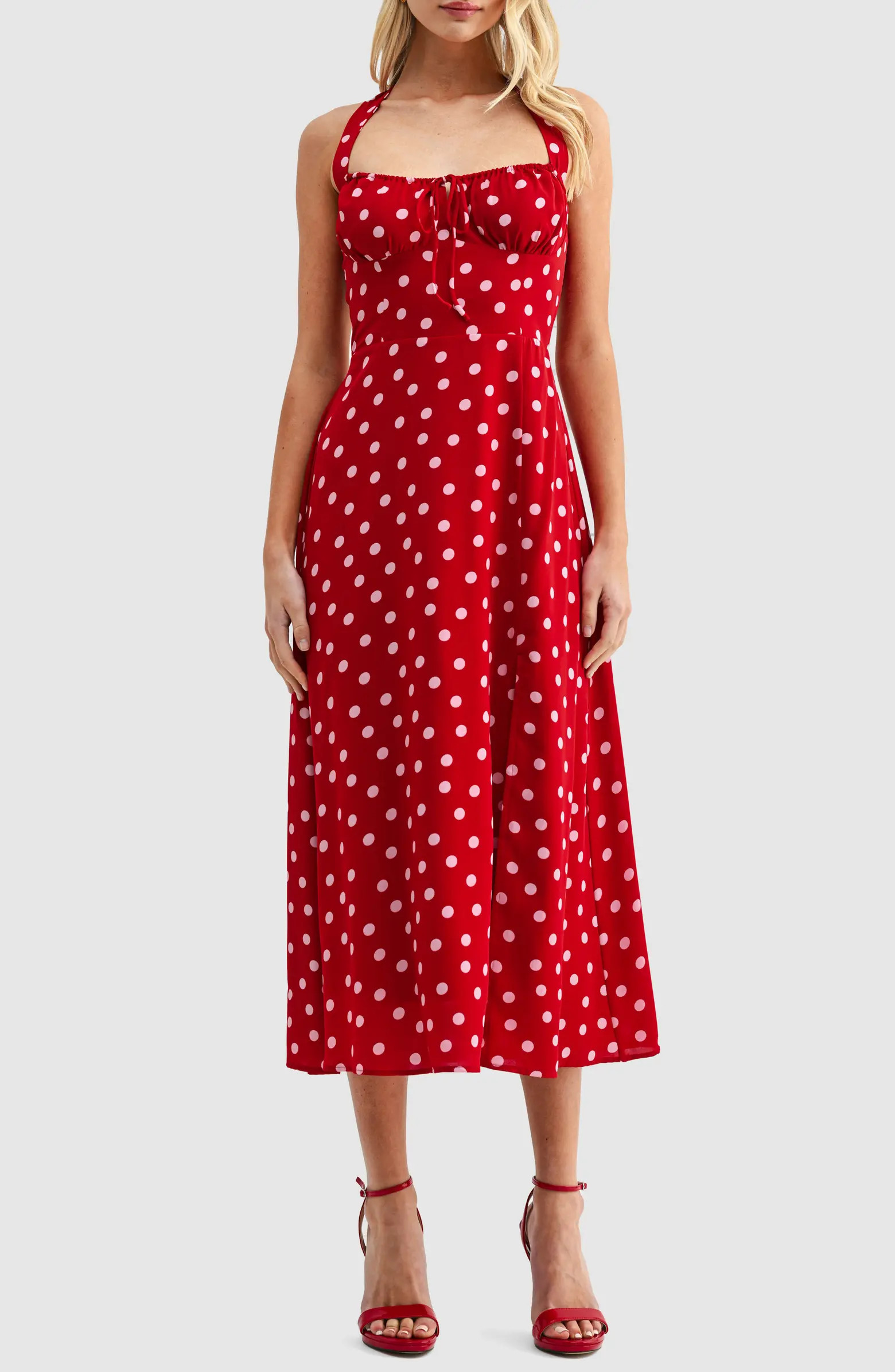 Dot Halter Midi Dress | Nordstrom