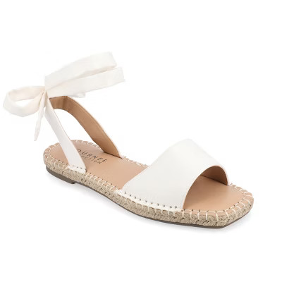 Journee Collection Women's Emelie Espadrille Flat Sandals White 8 | Target